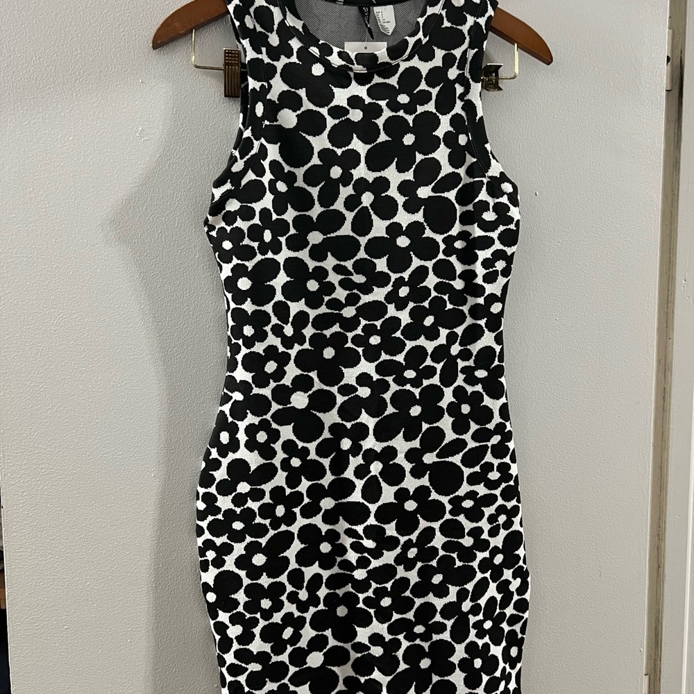 H&M Black and White Floral Mini Dress